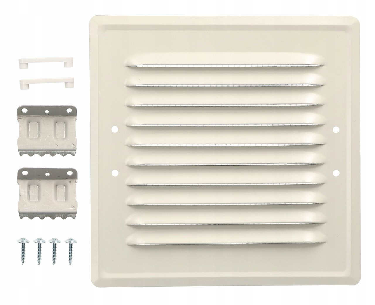 Ventilačná mriežka kovová pre krb 16,5x16,5 s háčikmi - Farba biela