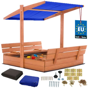 Drevené pieskovisko so strieškou lavičkami uzamykateľné veľké hnedé 120 cm