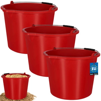 Vedro stavebné hospodárske s výlevkou 20 l červené sada 3 ks