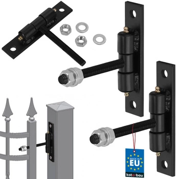 Záves brány s maznicami priskrutkovaný čierny fi 12 mm sada 2 ks.