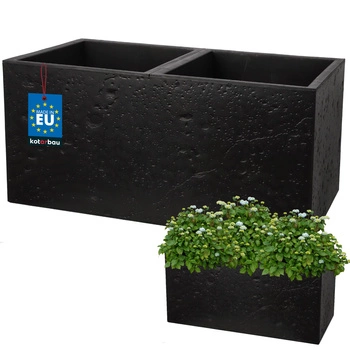 Kvetináč obdĺžnikový dvojitý betón industriálny čierny 77 cm