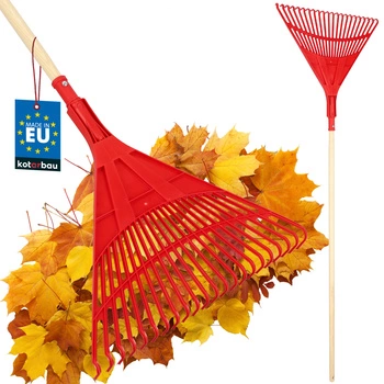 Veľké vejárové hrable na lístie 50 cm + lakovaná drevená násada 1,5 m