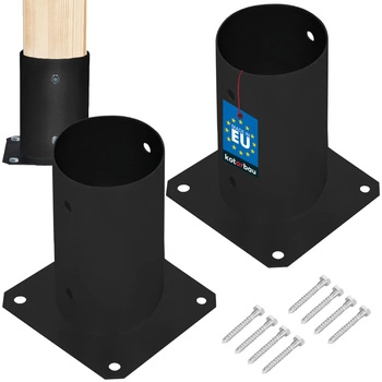 Základňa stĺpa priskrutkovaná k betónu čierna fi 80 sada 2 ks.