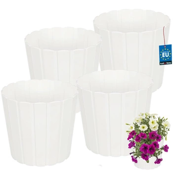 Plastový kvetináč na kvety biely 24cm sada 4 ks.