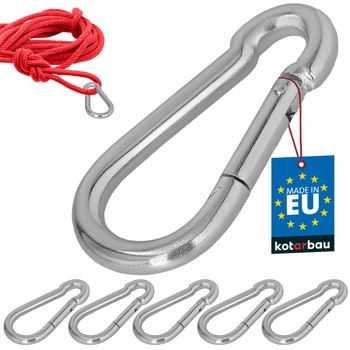 Hasičský karabínový háčik na hojdačku lano hammock kovový 100 mm sada 5 ks.