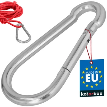 Hasičský karabínový háčik na hojdačku lano hammock kovový 180 mm