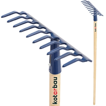 Kovové záhradné hrable s 10 zubami a drevenou násadou