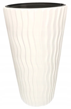 Kvetináč 50x30 cm pruhovaný + vložka s uchami - Farba biela