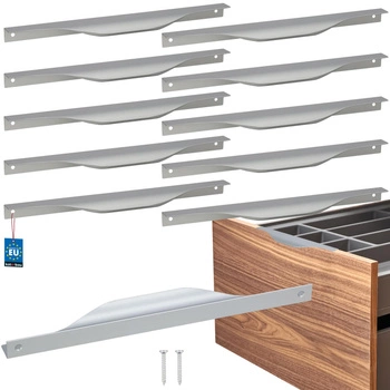 Hranatá nábytková úchytka moderná hliníková strieborná 256 mm sada 10 ks.