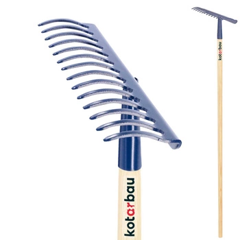 Kovové záhradné hrable so 14 zubami a drevenou násadou