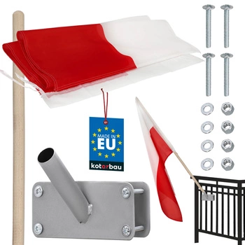 Poľská červeno-biela stožiarová vlajka so žrďou a držiakom 110x70 cm