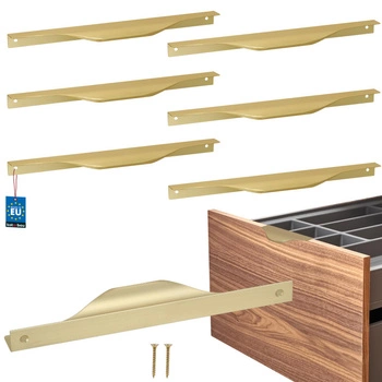 Hranatá nábytková úchytka moderná hliníková zlatý matný 192 mm sada 6 ks.