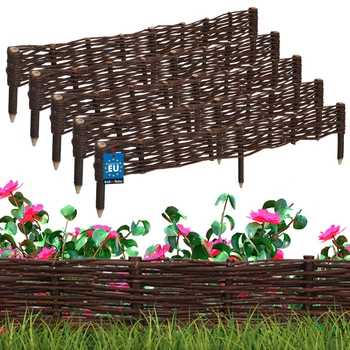 Prútený záhradný plot riadený palisáda lemovanie 100x10 cm sada 5 buc.