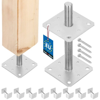 Podstavec stĺpa skrutkovací nastaviteľný tyč m24 160x160x250 mm sada 8 ks.