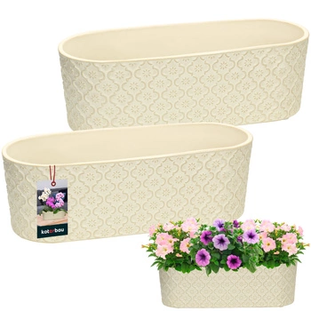 Obloukový keramický dekoratívny kvetináč elegant krémový 12x37 cm sada 2 ks.