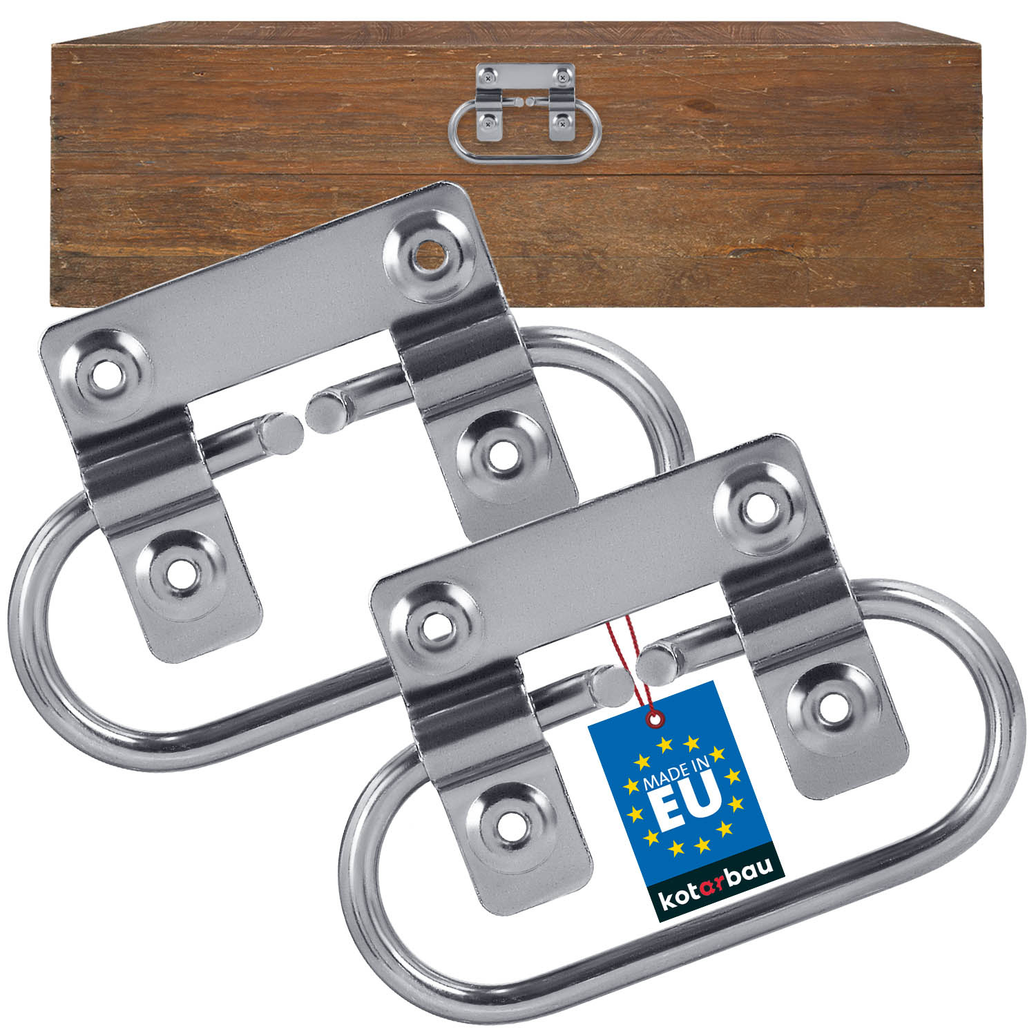 Držadlo na truhly kufre zásuvky pozinkované strieborné 13 cm sada 2 ks.