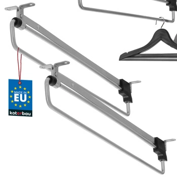 Výsuvný vešiak na košele do šatníka strieborný 400 mm sada 2 ks.