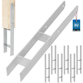 Základňa stĺpika h na zamurovanie pozinkovaná strieborná 70 mm sada 6 ks.