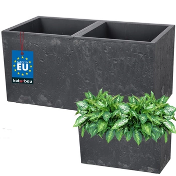 Kvetináč obdĺžnikový dvojitý betón industriálny marengo 58 cm