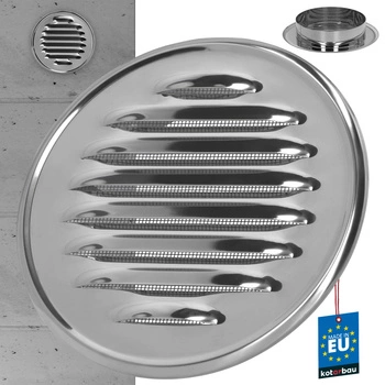 Vetracia mriežka z nehrdzavejúcej ocele s okrúhlymi okami fi 125 mm