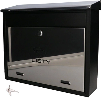 Čierna oceľová poštová schránka na noviny 395 mm - c4