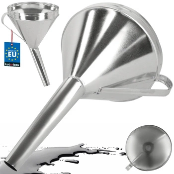 Šikmý pozinkovaný kovový lievik so sitkom na olej palivo 23 cm