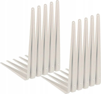 Rohový držiak na policu, podpera 35x30 cm, 10 ks - Biela farba