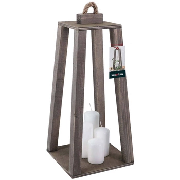 Drevený kužeľový lampáš na sviečku domáca záhrada sivá 20x20 cm