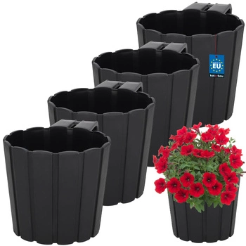 Kvetináč balkónový biely na zábradlí 200 MM Sada 4 ks..