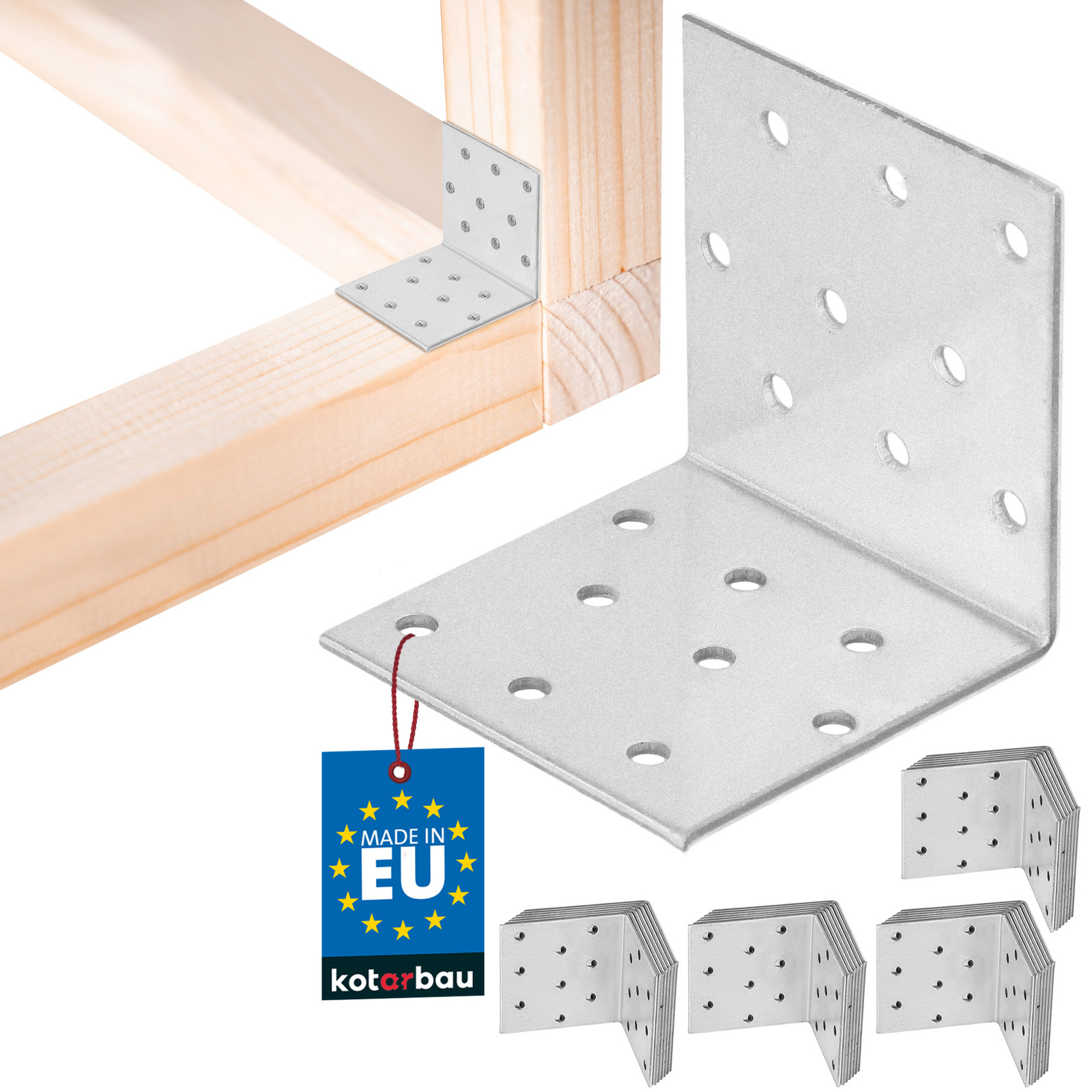 Pozinkovaný tesársky uholník 60×60×60 mm sada 50 ks.