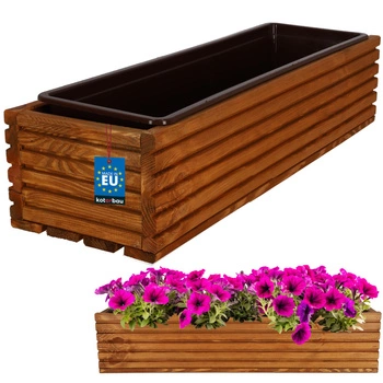 Kvetináč záhradný drevený box na terasu s vložkou dub 64x20 cm