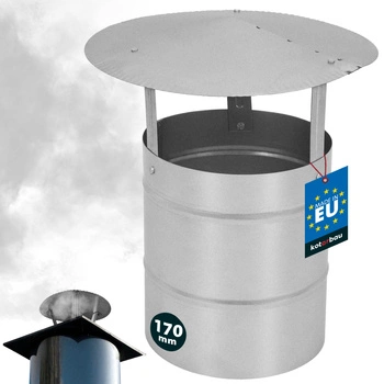 Dymová strieška na komínové potrubie pozinkovaná strieborná 170 mm