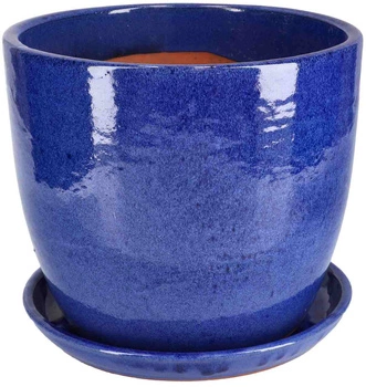 Záhradní keramický kvetináč fi31 podstavec - Farba kobaltová