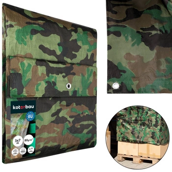 Plachta ochranná pevná hrubá univerzálna moro 80 g/m2 3x7 m