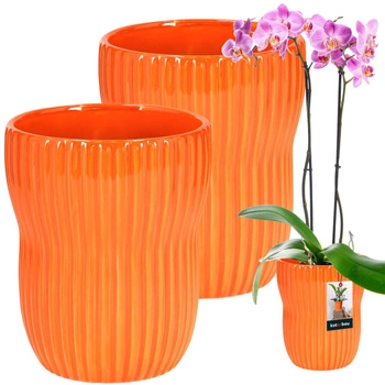 Keramický okrúhly ryhovaný kvetináč 11,5 cm sada 2 ks.