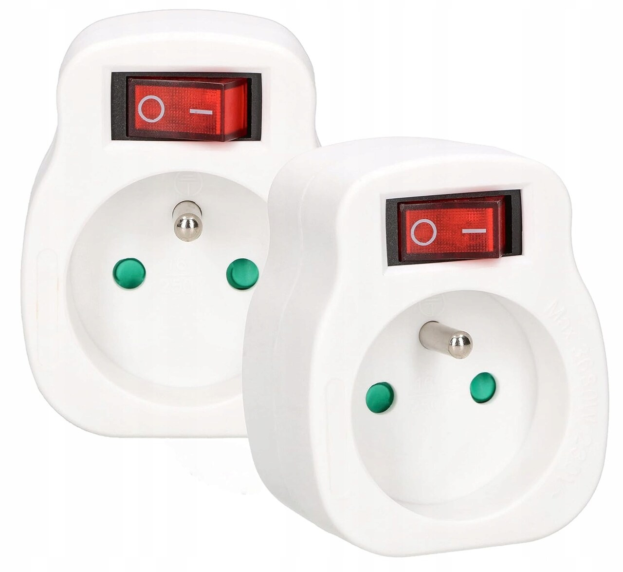 Uzemnený rozbočovač 1 zásuvka sada 2 ks.