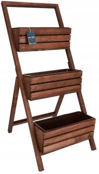 Záhradný záhon 3 balkónové kvetináče s vložkou hnedé - 105 cm