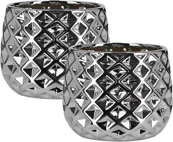 Sada 2x kvetináč keramický obal 13 glazúrovaný - Farba biela