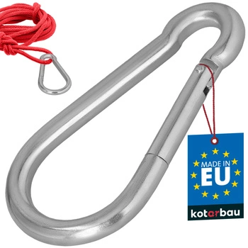 Hasičský karabínový háčik na hojdačku lano hammock kovový 160 mm