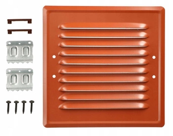 Ventilačná mriežka kovová pre krb 16,5x16,5 s háčikmi - Farba tehla