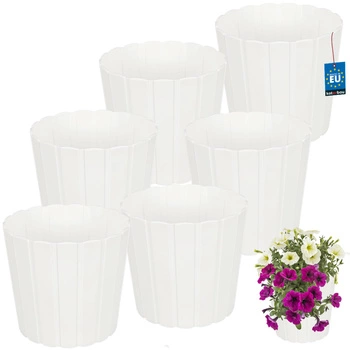 Plastový kvetináč na kvety biely 24cm sada 6 ks.