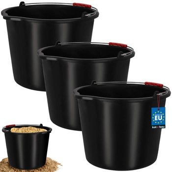 Vedro stavebné hospodárske s výlevkou 20 l čierne sada 3 ks