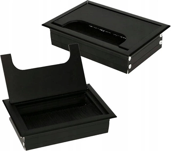 Hliníková priechodka na káble nábytková priechodka čierna 120x80 mm - sada 2 ks.