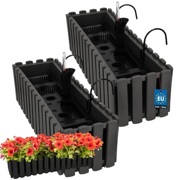 Kvetináč balkónový šedý na zábradlí 600 MM Sada 2 ks..