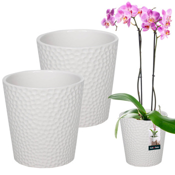 Keramický kvetináč biele rastliny orchidey 12 cm sada 2 ks.