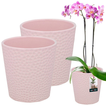 keramický kvetináč ružová rastliny orchidey 12 cm sada 2 ks.